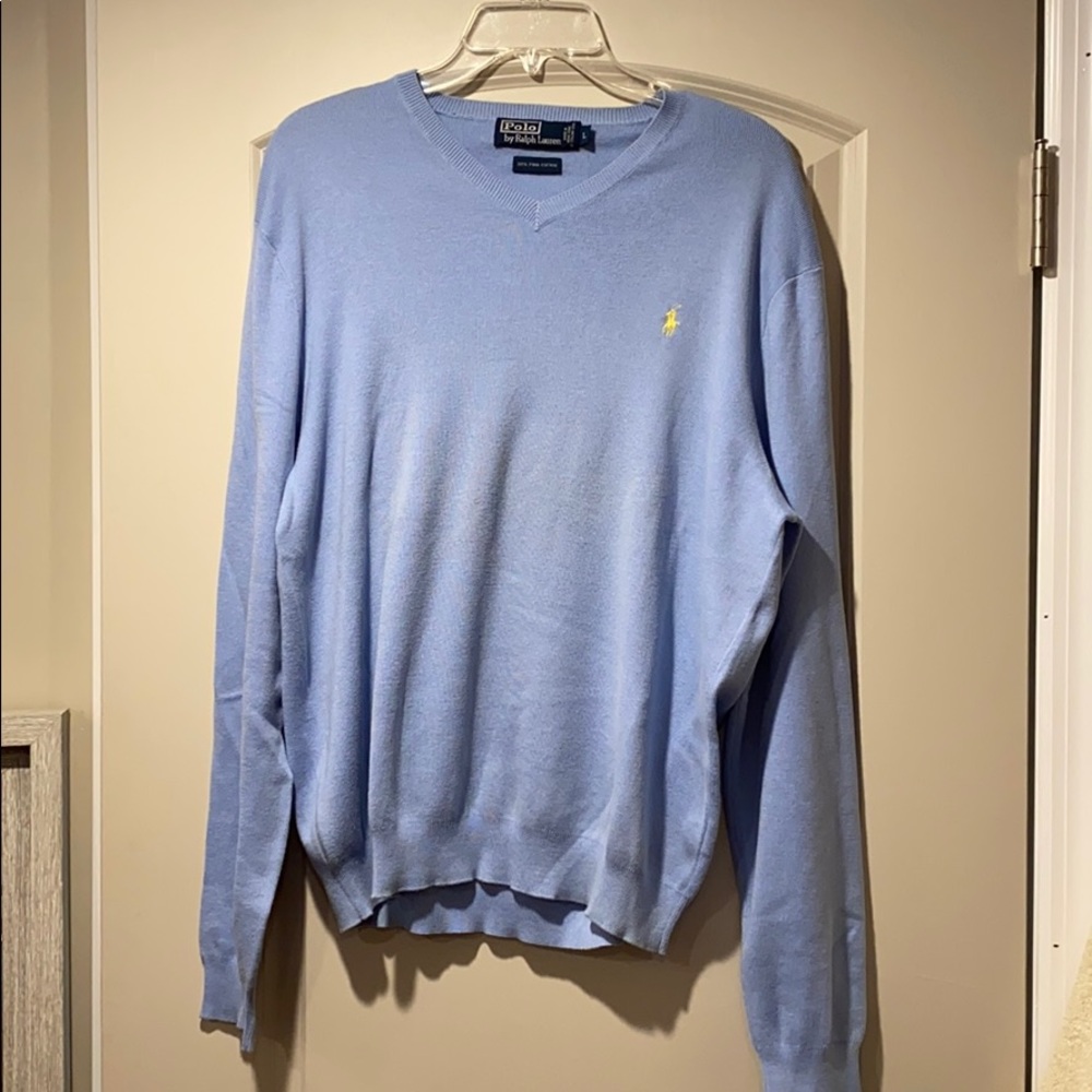 Polo by Ralph Lauren Baby Blue V Neck Sweater